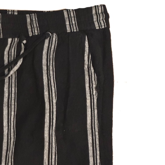 Ann Taylor XL black & white striped linen blend casual pants w elastic waist - Picture 4 of 9